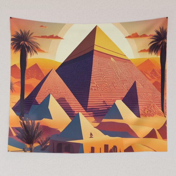 Item preview, Desert Pyramids Sunset Graffiti Style Art Painting Design Print designed and sold by randomtdesigns.