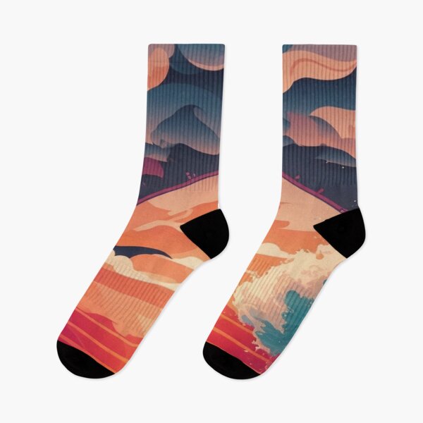 Item preview, Sunset Through Breaking Waves Graffiti Style Art Painting Design Print designed and sold by randomtdesigns.