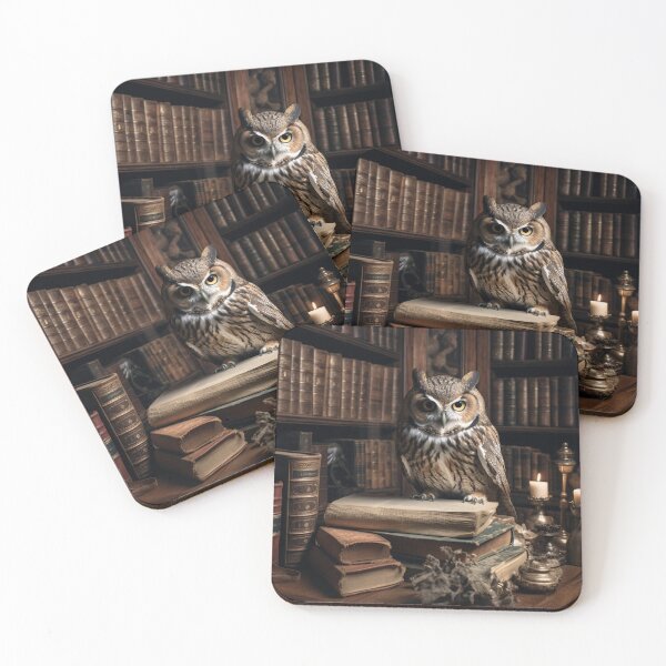 Item preview, owl on books designed and sold by AI-G-I-.