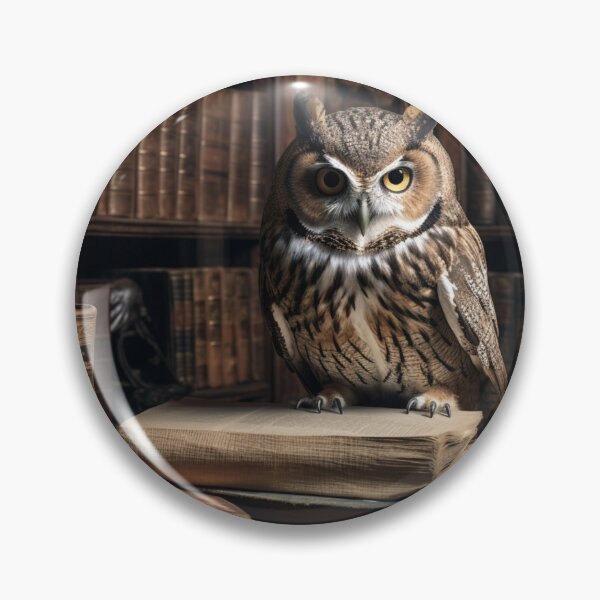 Item preview, owl on books designed and sold by AI-G-I-.