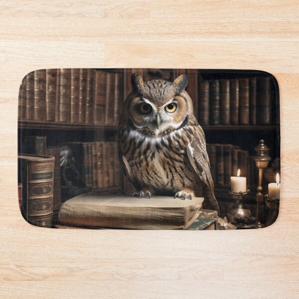 Item preview, owl on books designed and sold by AI-G-I-.