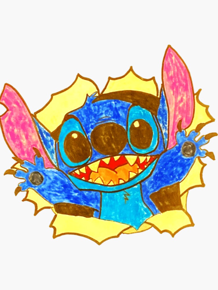 Crayon Color Art Monster Stitch Cartoon  Sticker for Sale by EanPlace