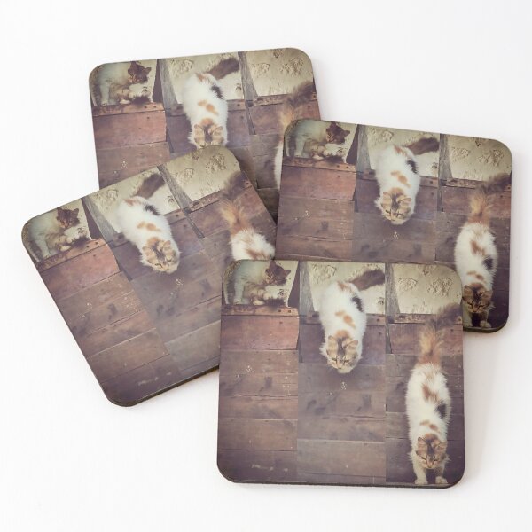 Item preview, Tryptique of a Tabby Cat Walking Down Wooden Stairs: A Celebration of Feline Grace and Curiosit designed and sold by Oh Halo Berry.