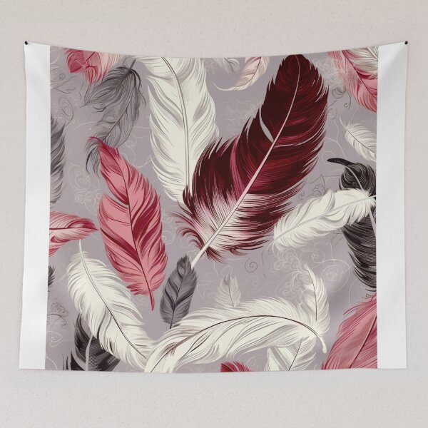 Item preview, Feathers - Burgundy, blush, ivory, silver, gray 5 designed and sold by Highlandkings.