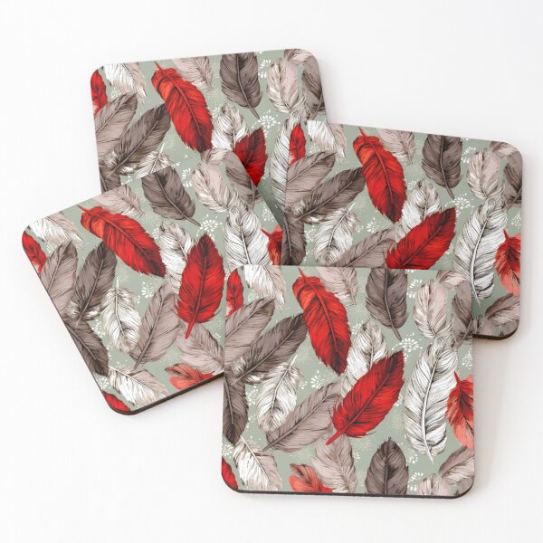 Artikelvorschau, Feathers - Burgundy, coral, sage, ivory, silver 2 entworfen und verkauft von Highlandkings.
