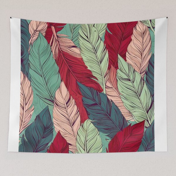 Item preview, Feathers - Burgundy, coral, sage, ivory, silver 4 designed and sold by Highlandkings.