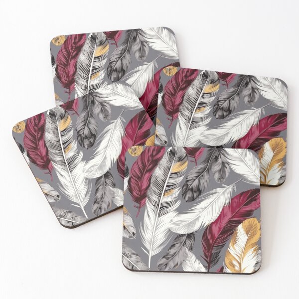 Item preview, Feathers - Burgundy, gold, white, gray, black 3 designed and sold by Highlandkings.