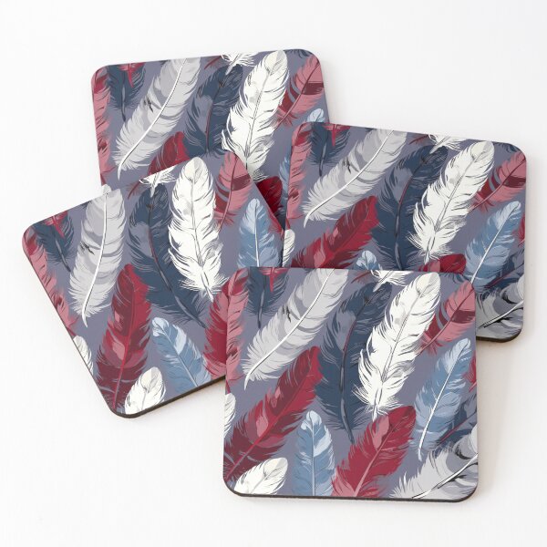Item preview, Feathers - Burgundy, navy, gray, white, black 2 designed and sold by Highlandkings.