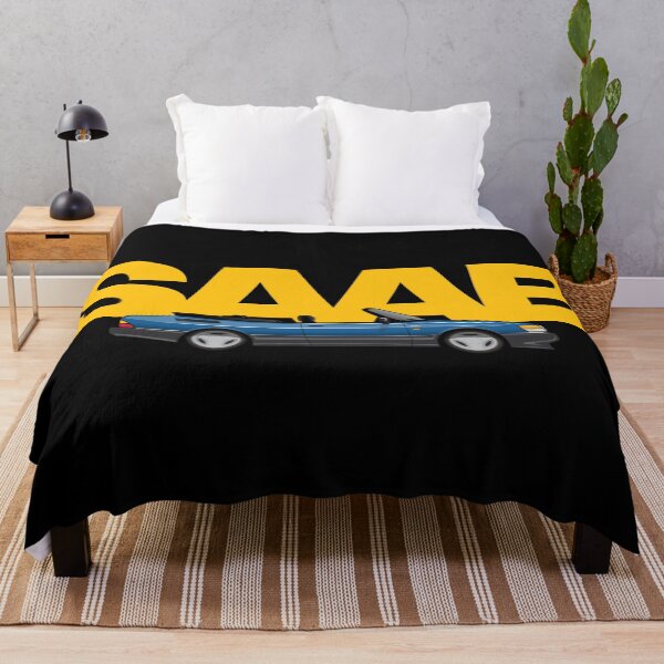 Item preview, Saab 900 Aero convertible Illustration Blue Yellow designed and sold by blackdogshop.