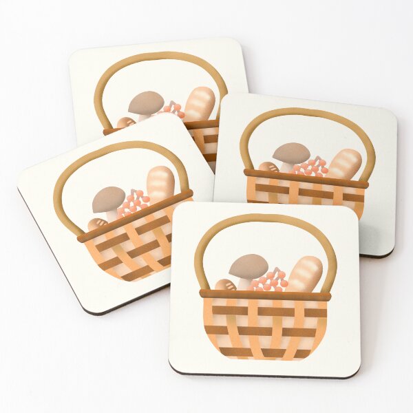 Item preview, Basket of mushrooms, bread, and berries cottagecore and hygge sticker by DozyJov designed and sold by DozyJov.