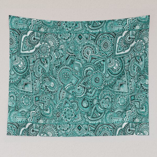 Item preview, Pattern of overlaid ornaments in green designed and sold by AnnabellaRh.