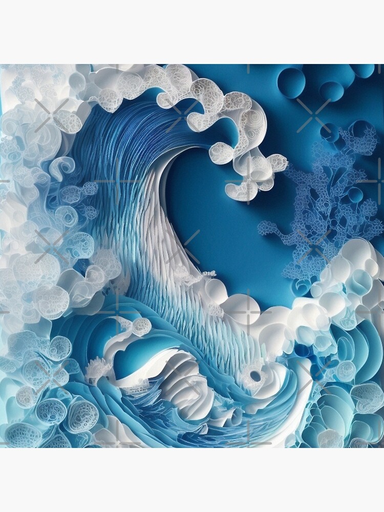 A quilled paper art inspired digital art of ocean waves Art Board Print  for Sale by VirtualPalette