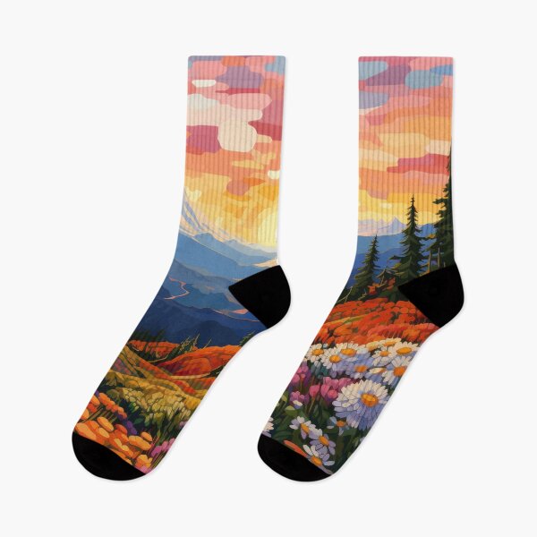 Item preview, Vibrant Mountains Landscape with flowers designed and sold by VisionDuke.