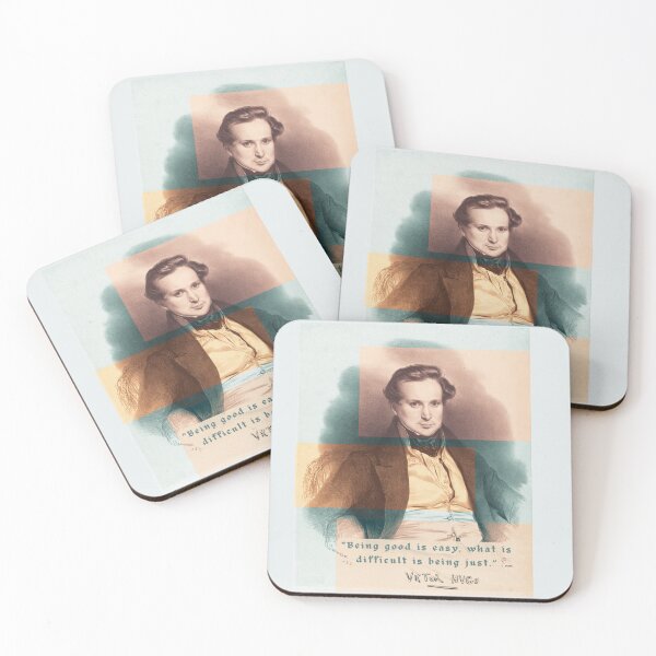 Item preview, Victor Hugo portrait and  quote: Being good is easy, what is difficult is being just. designed and sold by artbleed.