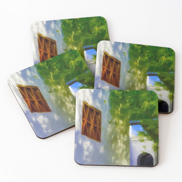 Item preview, Spanish church building and blue sky. Image made using triangles. designed and sold by EdgyEdgeArt.