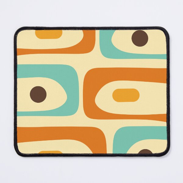 Artikelvorschau, Mid-Century Modern Piquet Abstraktes minimalistisches Muster Türkis Orange Gelb Creme Braun entworfen und verkauft von kierkegaard.