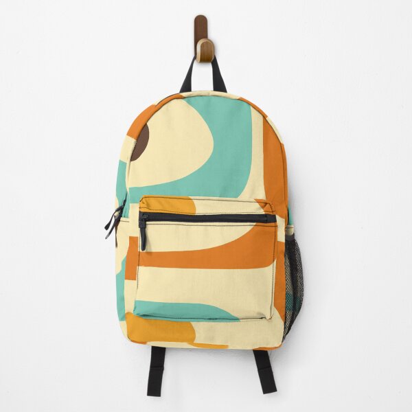 Artikelvorschau, Mid-Century Modern Piquet Abstraktes minimalistisches Muster Türkis Orange Gelb Creme Braun entworfen und verkauft von kierkegaard.