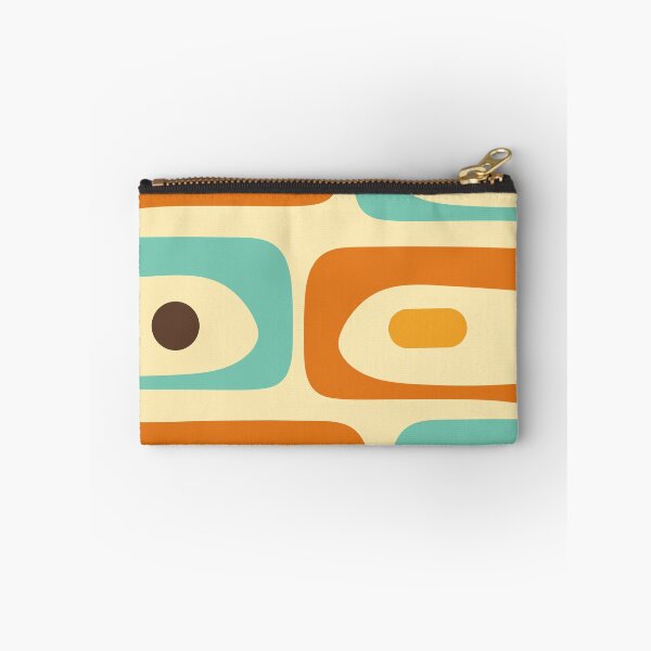 Artikelvorschau, Mid-Century Modern Piquet Abstraktes minimalistisches Muster Türkis Orange Gelb Creme Braun entworfen und verkauft von kierkegaard.