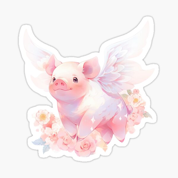 Vista previa del artículo con la obra «Flying Pig con alas - Angel Pig!», diseñado y vendido por MagicStrawberry.