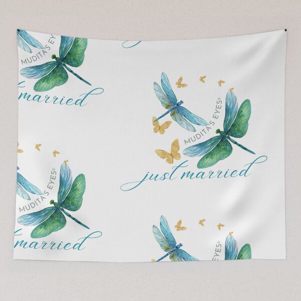 Item preview,  Romantic "Just married"  Wedding Day Wishes & Proposal Dragonfly Sticker designed and sold by MuditasEyes.