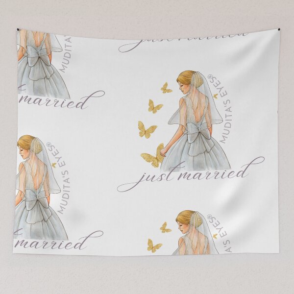 Item preview, Romantic "Just married"  Wedding Day Wishes & Proposal Bride Sticker designed and sold by MuditasEyes.