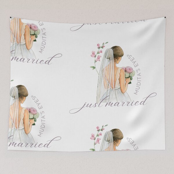 Item preview, Floral "Just married"  Wedding Day Wishes & Proposal Bride Sticker designed and sold by MuditasEyes.