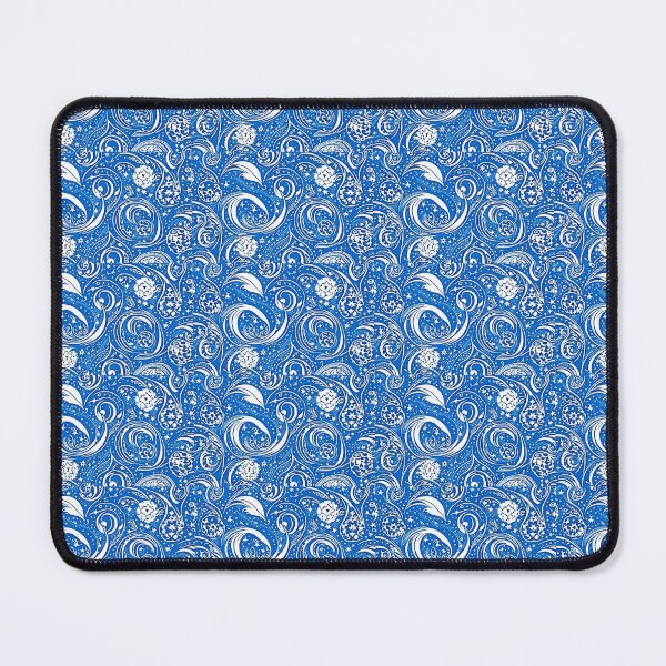 Item preview, Blue and white starry swirl linograph folk art designed and sold by Earth Nature Creations.