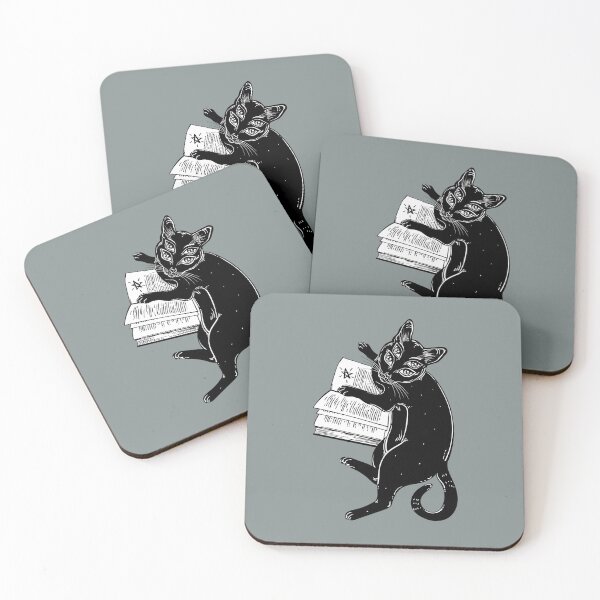Item preview, Smart black boho four eyed demon magic cat reading the necronomicon book. 	 	 designed and sold by hjfqbojtics70.