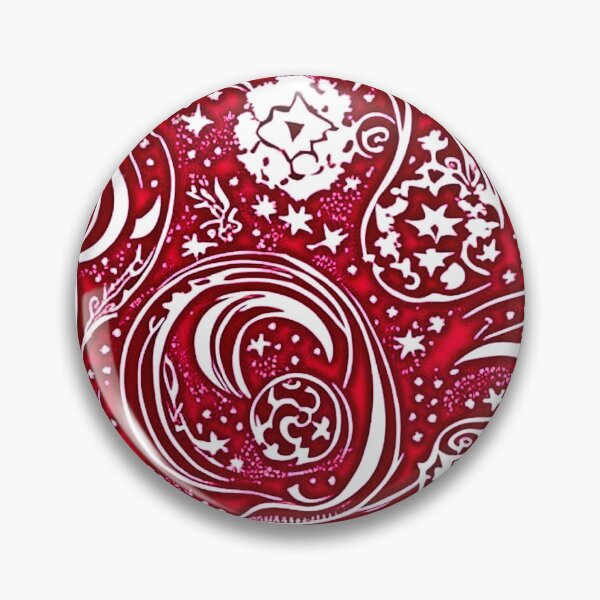 Item preview, Red and white starry swirl linograph folk art designed and sold by Earth Nature Creations.