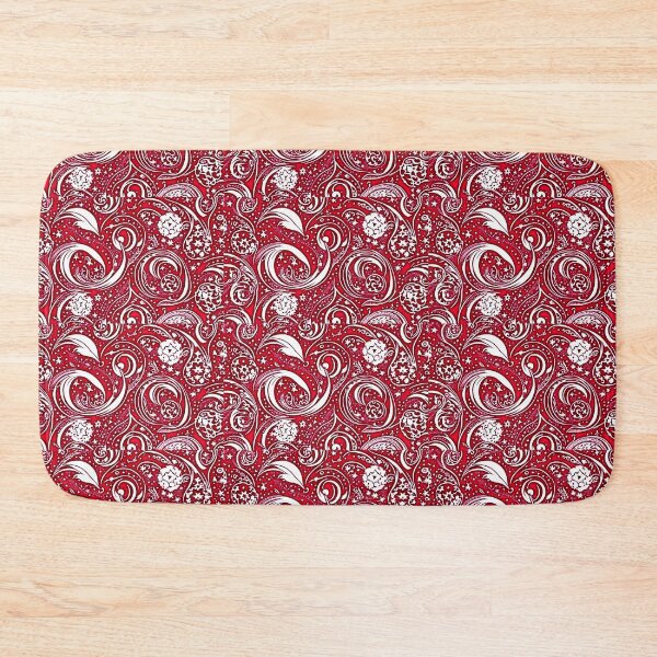 Item preview, Red and white starry swirl linograph folk art designed and sold by Earth Nature Creations.