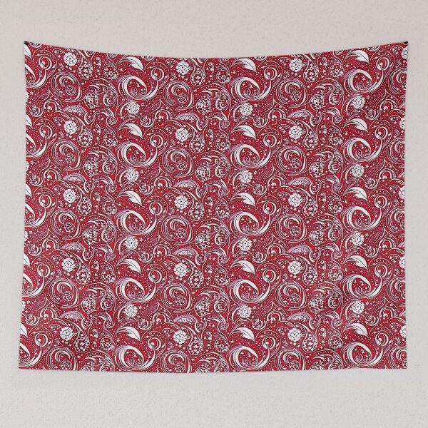 Item preview, Red and white starry swirl linograph folk art designed and sold by Earth Nature Creations.