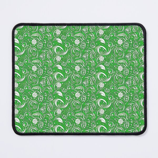 Item preview, Green and white starry swirl linograph folk art designed and sold by Earth Nature Creations.