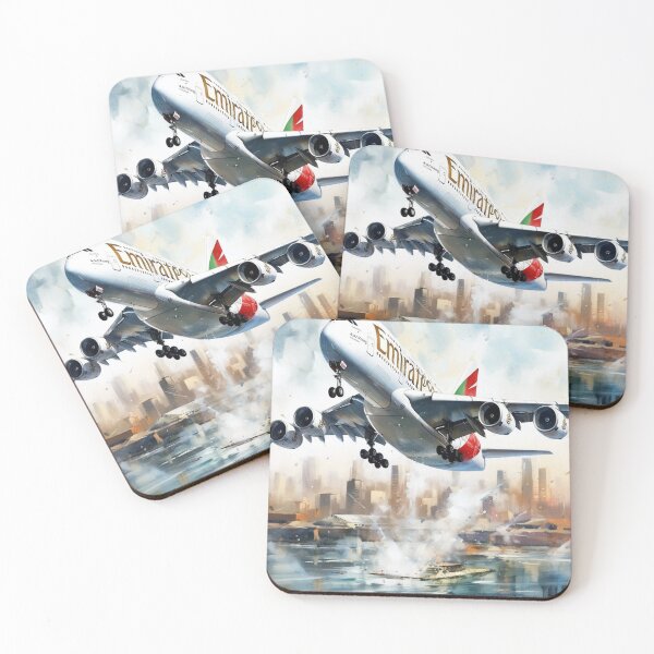 Item preview, Emirates A380 Airbus Superjumbo Aircraft Illustration Aviation Wall Art designed and sold by PicTechNowArt.