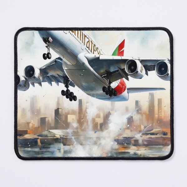 Item preview, Emirates A380 Airbus Superjumbo Aircraft Illustration Aviation Wall Art designed and sold by PicTechNowArt.