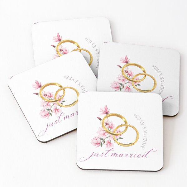 Item preview,  Floral  "Just married"  Wedding Day Wishes & Proposal Rings Sticker designed and sold by MuditasEyes.