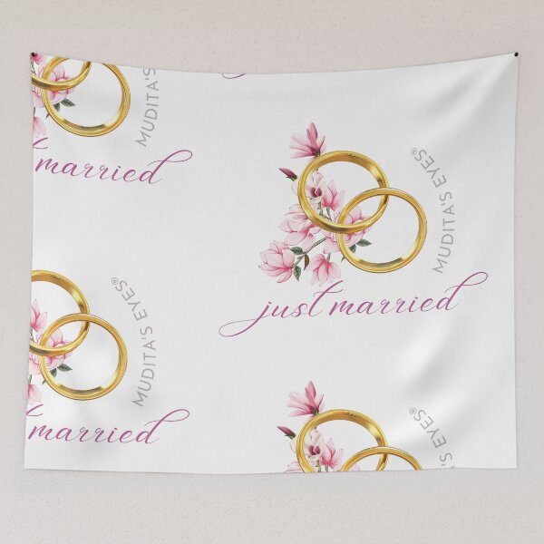 Item preview,  Floral  "Just married"  Wedding Day Wishes & Proposal Rings Sticker designed and sold by MuditasEyes.