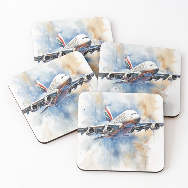 Item preview, Emirates A380 Airbus Superjumbo Aircraft Illustration Aviation Wall Art designed and sold by PicTechNowArt.