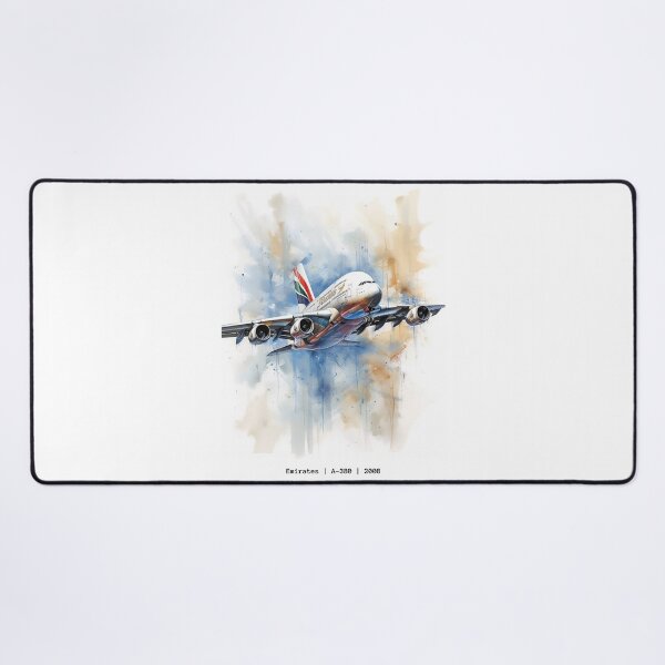 Item preview, Emirates A380 Airbus Superjumbo Aircraft Illustration Aviation Wall Art designed and sold by PicTechNowArt.