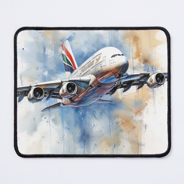 Item preview, Emirates A380 Airbus Superjumbo Aircraft Illustration Aviation Wall Art designed and sold by PicTechNowArt.