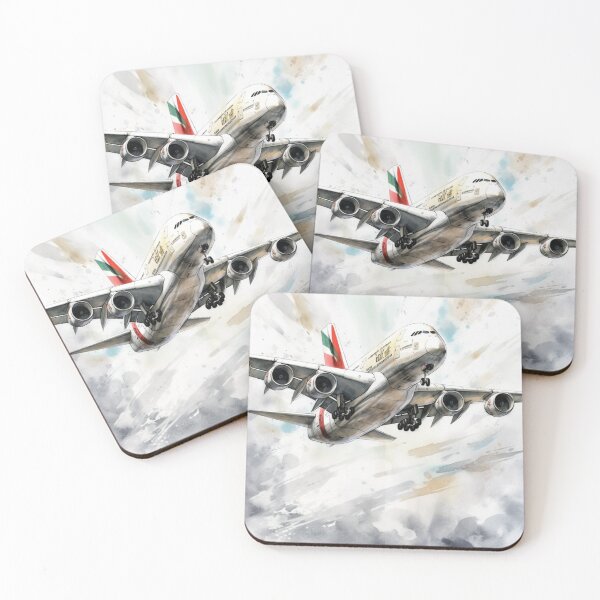 Item preview, Emirates A380 Airbus Superjumbo Aircraft Illustration Aviation Wall Art designed and sold by PicTechNowArt.