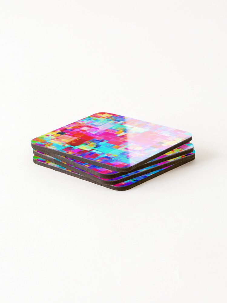 Thumbnail 4 of 5, Coasters (Set of 4), Colorful Abstract Geometry Pattern designed and sold by Unique-Design-4.