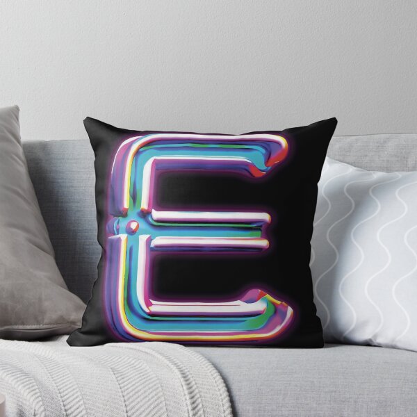 NEON LETTER E Throw Pillow