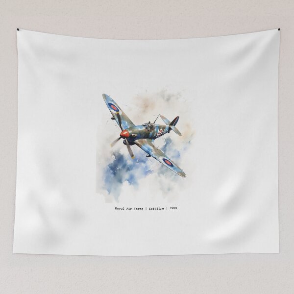 Item preview, Spitfire 1938 Royal Air Force Jet Watercolour Painting Print designed and sold by PicTechNowArt.