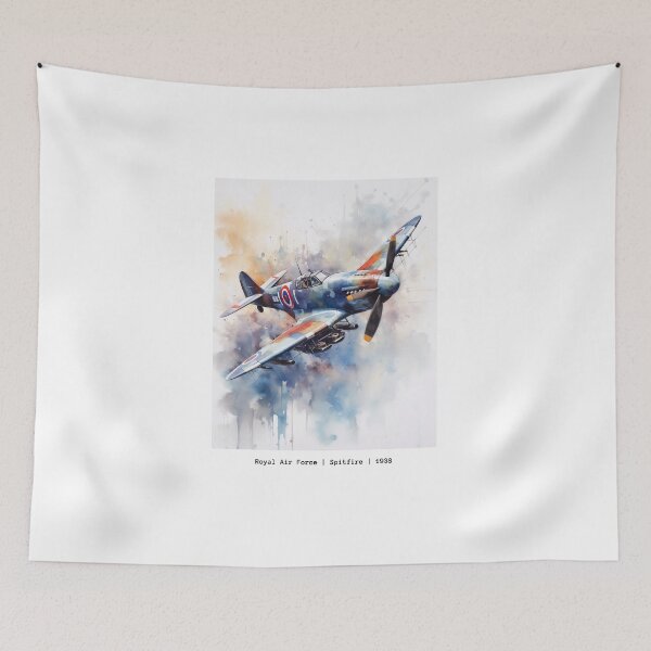 Item preview, Spitfire 1938 Royal Air Force Jet Watercolour Painting Print designed and sold by PicTechNowArt.