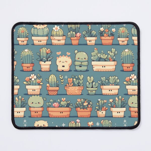 Artikelvorschau, Cactus Kawaii Pretty Cactusses Pattern Blue Theme entworfen und verkauft von 18tokwa.