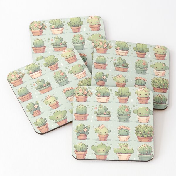 Item preview, Green Happy Cactus Kawaii Pretty Cactusses Pattern designed and sold by 18tokwa.