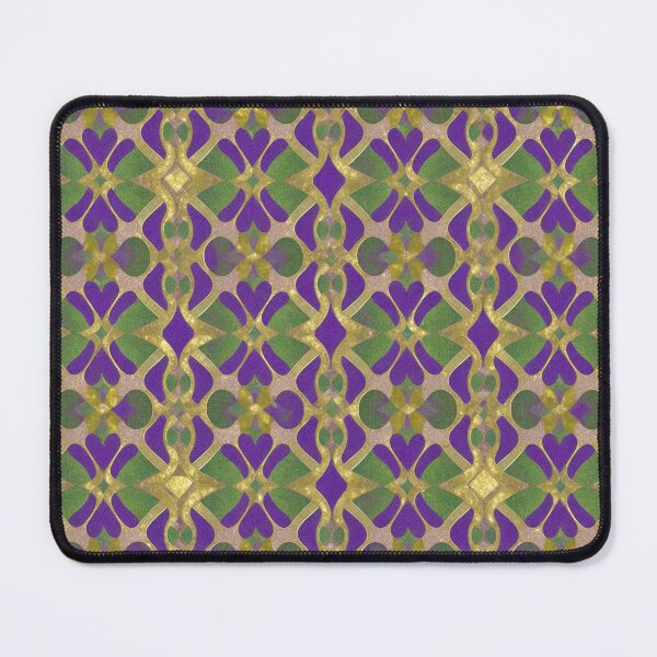 Item preview, Pattern of geometric green, gold and purple shapes designed and sold by ArtyBuys.