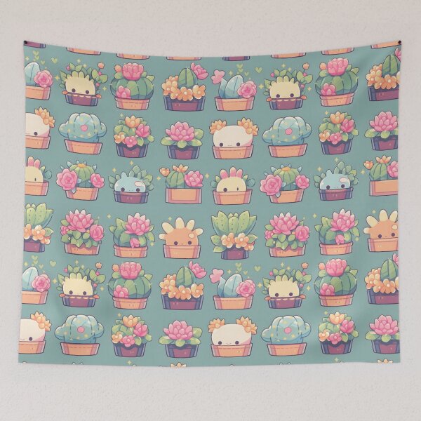 Item preview, Happy Cactus Kawaii Pretty Cactusses Pattern designed and sold by 18tokwa.