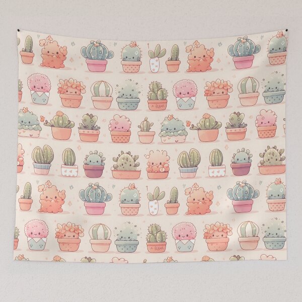Item preview, Happy Bright Warm Cactus Kawaii Pretty Cactusses Pattern designed and sold by 18tokwa.