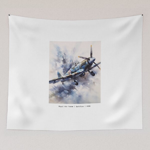 Item preview, Spitfire 1938 Royal Air Force Jet Watercolour Painting Print designed and sold by PicTechNowArt.